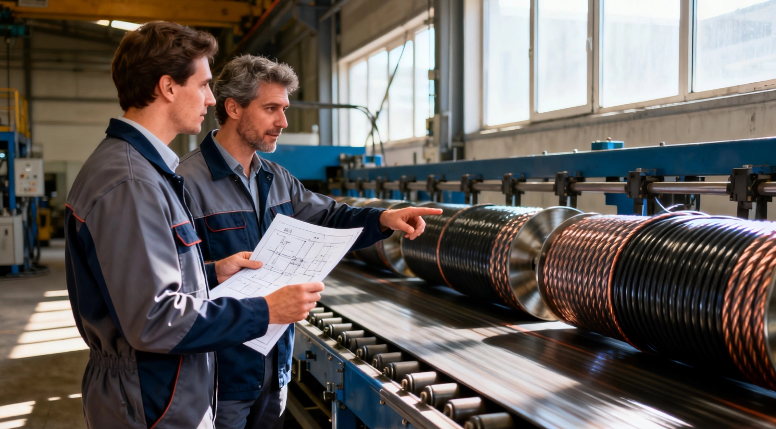 Besprechung von Vorschlägen mit Mitarbeitern in der Produktion